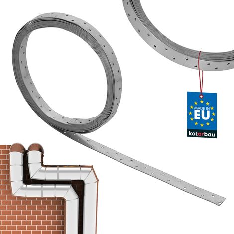 KOTARBAU®  Feuillard Perforé - Bande Perforée 25 x 1,5mm - en Acier Galvanisé - L: 10 m - Sangle de Fixation en Acier Galvanisé - Ruban Métallique Perforé - Bande de Montage Perforée (1/4)