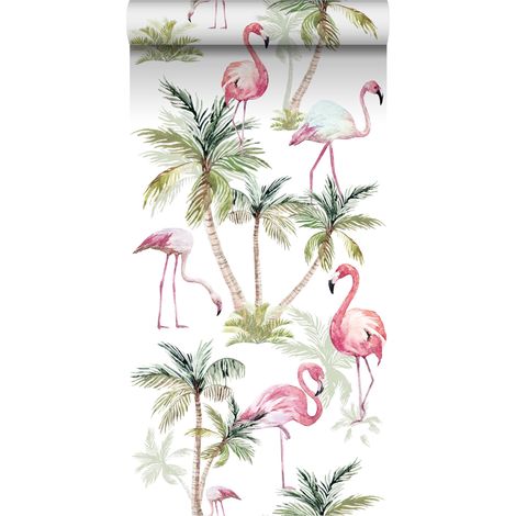 papier peint intissé XXL flamants rose  - ESTAhome (1/5)