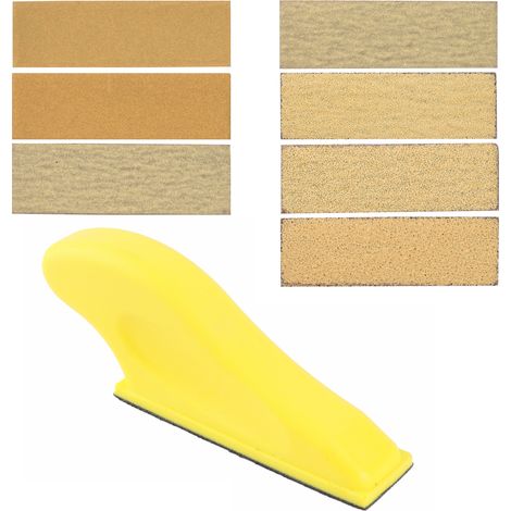 Kit de lijadora micro de 3,5 x 1 pulgada para proyectos pequeños, herramientas de lijado de precisión con mango, 70 hojas de papel de lija para madera, granos 40/60/80/120/180/240/320, para pulir y ma (1/3)