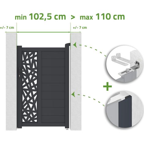 Tor, verstellbar in der Breite 1 m, RUIVO H. 160 cm, graues Aluminium