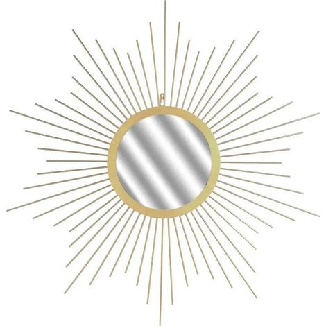 The Home Deco Factory – Miroir mural soleil doré 80cm – Design métallique élégant – Pour salon, chambre ou entrée – Pièce maîtresse décorative