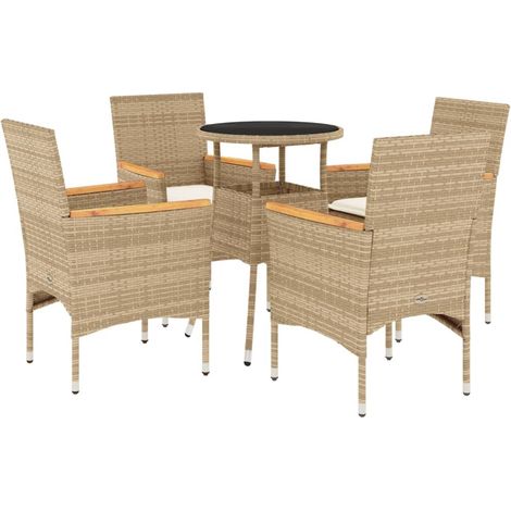 Maison Exclusive - Set comedor jardín 5 pzas cojines ratán sintét