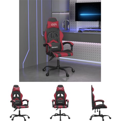 The Living Store Gaming-Stuhl Drehbar Schwarz und Weinrot Kunstleder - Gaming-Sessel (1/5)