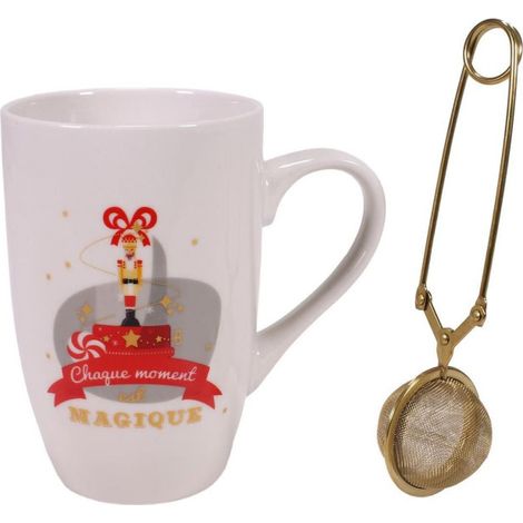 Mug avec Infuseur "Noël" 30cl Blanc & Or (1/3)