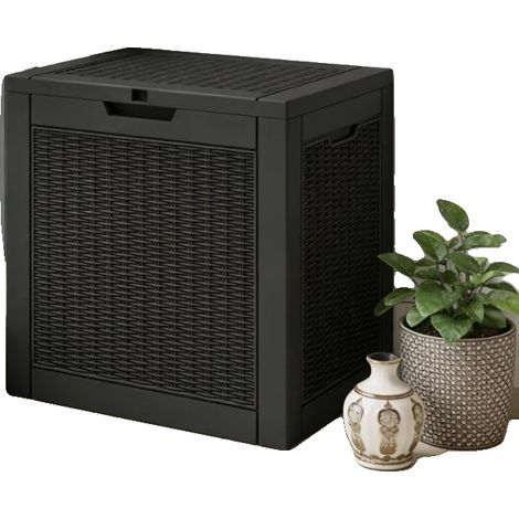 Caja de almacenamiento, 55,5 x 43 x 53 cm, material de polipropileno, capacidad de 118 L, tapa con cerradura, requiere montaje. (1/5)