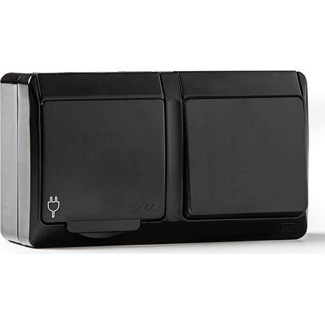 Va-et-vient + Prise étanche Ip44, 16a 250 V, Noir