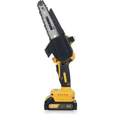 6-inch brushless electric chainsaw, portable pruning saw, with gloves, safety glasses, two chains, empty oil bottle, file, wrench, 2 x 21V 1500mAh batteries (1/5)