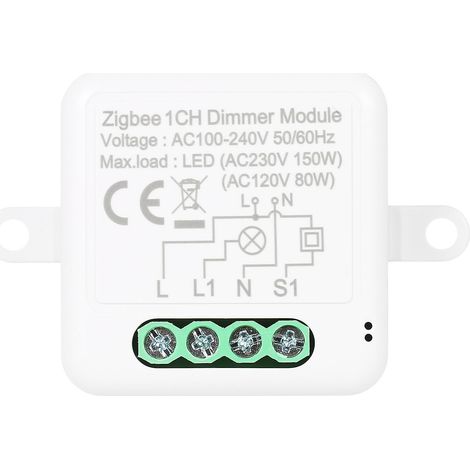Zigbee Dimmer-Schaltmodul, App-Fernbedienung, Vorhangschalter, kompatibel mit Alexa und Google Home, 1-fach SW-1CH Dimmermodul