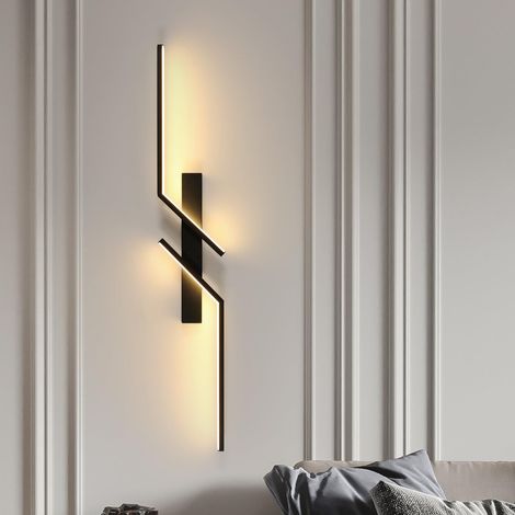 GOECO Applique Murale Intérieure LED, 81.5 cm 19W Lampe Murale Moderne en Acrylique à Lumière Chaude 3000K, Créatif Luminaire Mural LED Up Down pour Chambre, Salon, Couloir, Noir (1/5)