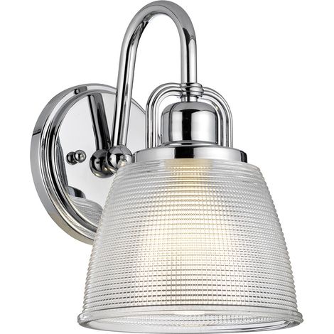 Badezimmerleuchte Wandlampe Leuchte LED Flurleuchte Glas strukturiert chrom (1/5)