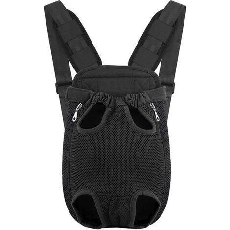 QORVA-Sac de Transport de Voyage Sac à Dos de Transporteur Ventral Poitrine pour Petit Chien Chiot Chat pour Traveling Hiking Camping etc. M - Noir
