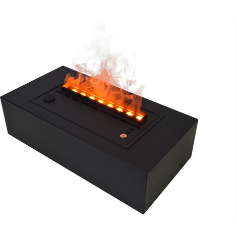 Chimenea decorativa con llama simulada de sobremesa con cuerpo de metal Negro