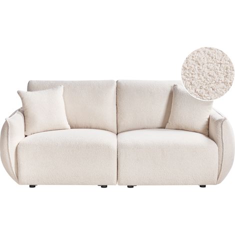 Sofá modular de 2 plazas tapizado de bouclé piezas esquineras seccionales estilo moderno blanco crema Mesnali (1/5)