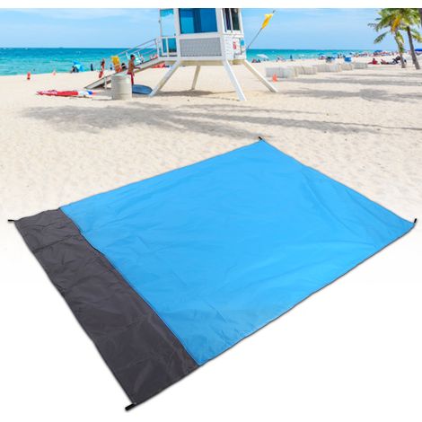 1,4 x 2 m blaue Campingmatratze, wasserdichte Stranddecke, tragbare Picknickdecke für Outdoor-Aktivitäten (1/5)