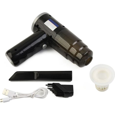 Aspirateur sans fil portable à forte aspiration, mini souffleur de poussière domestique - noir, rechargeable, double filtre