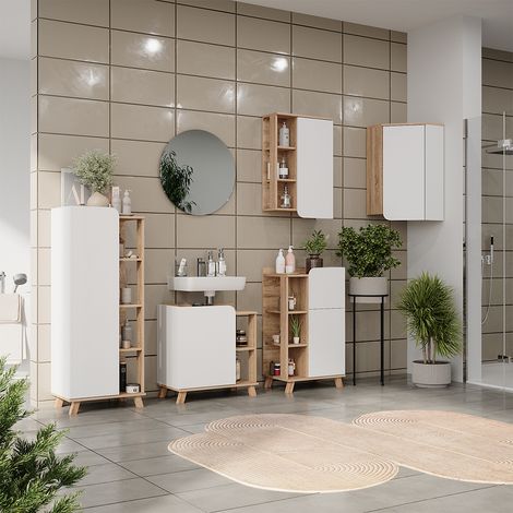 Badmöbel-Set Karen, Sonoma/Weiß, 6 Teile, Vicco (1/5)
