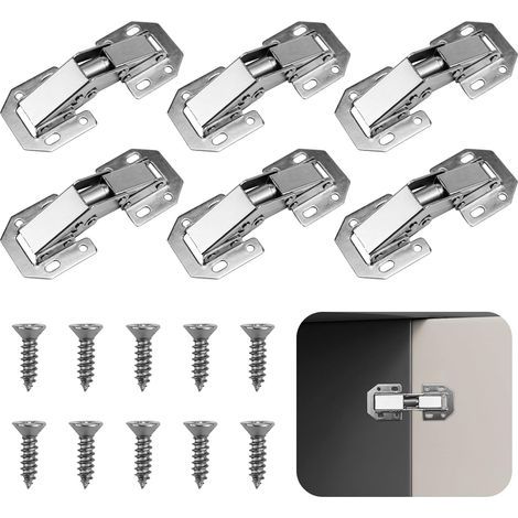 Juego de 50 bisagras para puertas de armarios, bisagras para puertas de cocina con cierre suave, bisagras invisibles de 90 grados para armarios, puertas de muebles y puertas de armarios. (1/5)