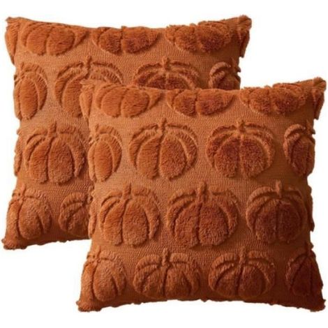 Housse De Coussin Citrouille - 45x45 Cm - Décoration Halloween Automne - 2 Pièces (1/4)