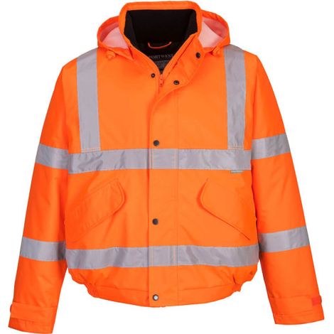 Cazadora de invierno Hi-Vis impermeable con capucha y cintas reflectantes S463 XL Naranja