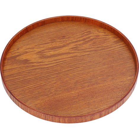 Rundes Serviertablett aus Holz, robust, schlicht und elegant, vielseitig einsetzbar, glänzende Oberfläche, stabile Konstruktion, 21 cm Durchmesser (1/5)