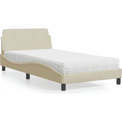 Cama con colchón Dover tela color crema 100x200 cm vidaXL (1/5)
