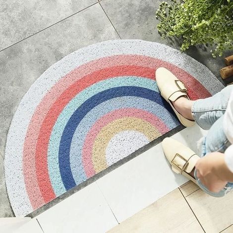 Tapis de porte avec motif de dessin animé, tapis d' entrée arc-en-ciel pour accueil, paillasson 40 cm x 80 cm. (1/4)