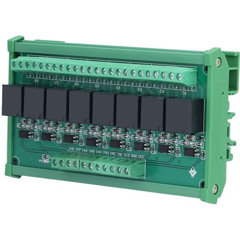 Relaismodul, 8-Kanal-PCB-Relaissteuermodul, 5 V/12 V, 24 A, Isolationsoptokoppler, High- und Low-Pegel-Triggerung, DIN-Schienenmontage, 10 A für SPS, SCM, Industrieautomation (1/5)