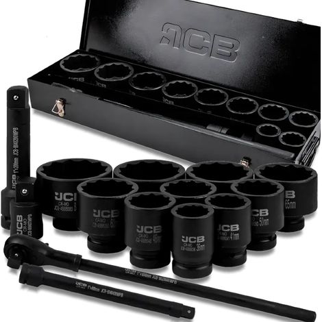 Set di chiavi a percussione JCB 15 pz. 1" 12 bit (36-80mm) (1/5)