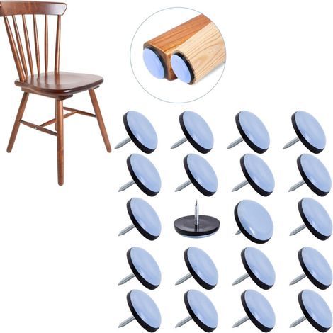 Patins de chaise à clouer pour planchers de bois franc, moquettes et pieds de meubles en bois, PTFE (Téflon) (19 mm), paquet de 20. (1/5)