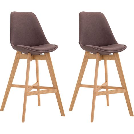 Set di 2 sgabelli bar seggiolone dal design moderno in tessuto marrone 100001300