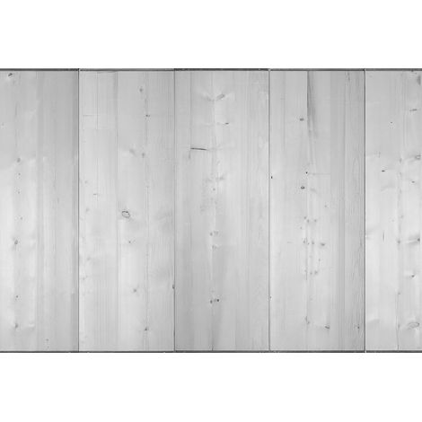Papier peint panoramique bois gris tendance | Tapisserie panoramique imitation bois moderne | Papier peint panoramique chambre & couloir - 270 x 400 cm (4 pièces) (1/2)