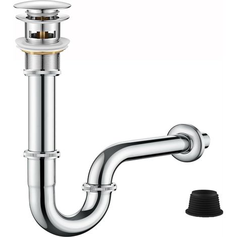 Siphon de Lavabo avec Bonde Pop-Up, Universelle, Spécialement Conçu pour Lavabos avec Trop-plein – Bonde D'Écoulement Premium. (1/5)