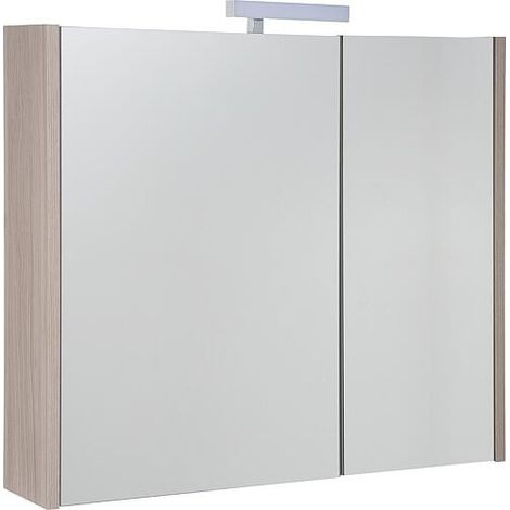 Armoire à glace Akira avec éclairage LED, 2 portes, orme Rousseau, 800x700x155mm (1/5)