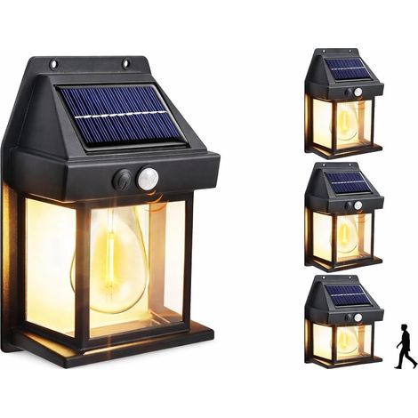 Lot de 4 appliques murales solaires extérieures, 3 modes avec détecteur de mouvement (1/5)