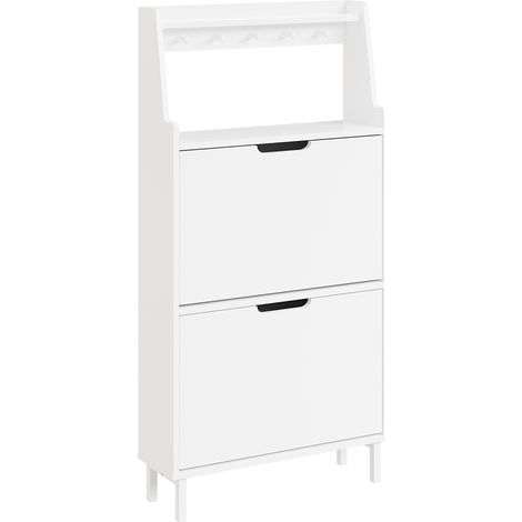 SoBuy Shoe Cabinet with 2 Doors White 60x19x119cm Modern FSR221-W (1/5)