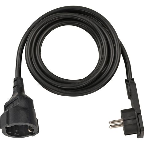 Brennenstuhl Verlängerungsleitung, Stromkabel, Netzkabel, Schuko-Kabel, platzsparend mit Flachstecker, Kunststoff, schwarz, 3000 mm (1/5)