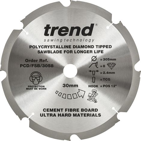 Trend PCD/FSB/3058 Fibreboard PCD Saw Blade 305mm x 8T x 30mm (1/5)