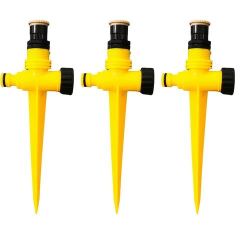 Lot de 3 arroseurs de jardin automatiques rotatifs à 360° : jet puissant et uniforme, idéal pour l'irrigation des jardins. (1/5)