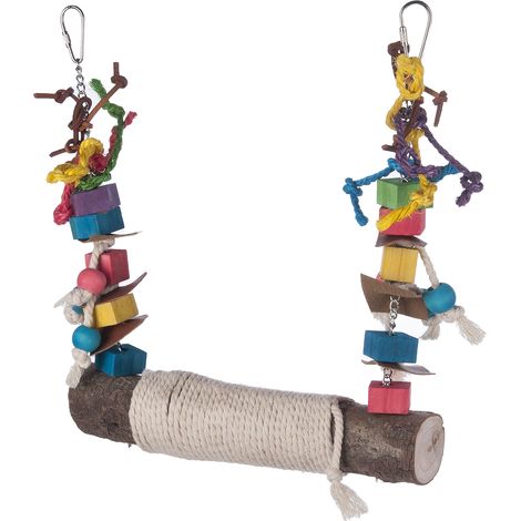Perchoir balançoire pour oiseaux, jouet à mâcher pour perroquets, accessoire de dressage à suspendre en cage pour oiseaux de grande et moyenne taille. (1/5)