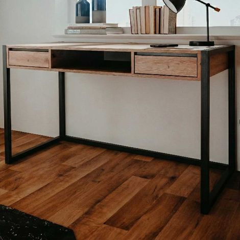 Bureau de chambre moderne en chêne avec tiroirs 120 x 60 x 75 h (1/5)