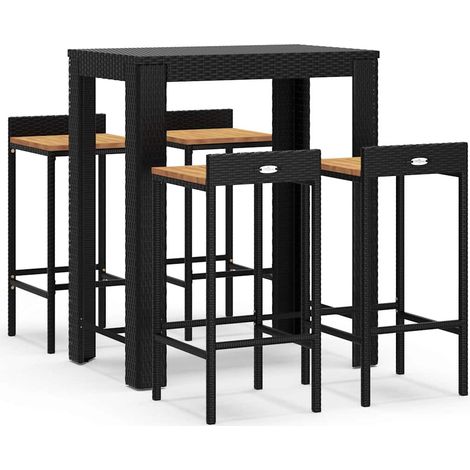 Maison Exclusive - 5-tlg. Gartenbar-Set Schwarz Poly Rattan & Mas (1/5)
