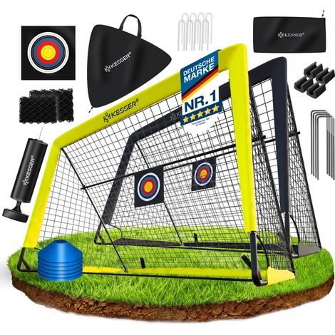KESSER® But de football pour enfants Pop-Up 2er Set But de football pliable avec barres en fibre de verre & filets de but de haute qualité pour Indoor, Outdoor & Garten Jaune / Noir (1/5)