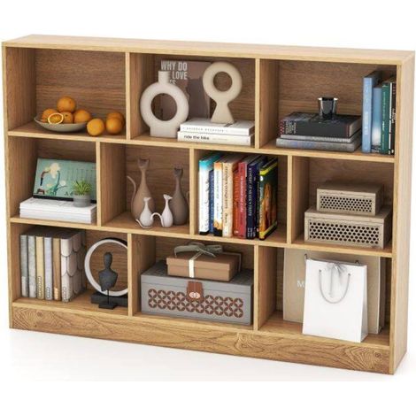 Salon, chambre ou bureau - bibliothèque 10 cubes 140 cm, meuble de rangement ouvert au design moderne (1/5)