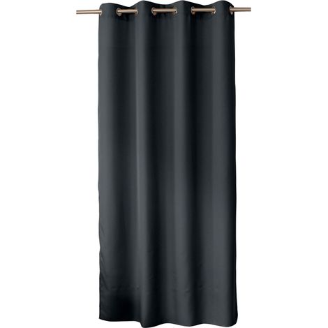 Rideau oeillets CHABY 140x240 cm polyester bachette GRIS FONCE