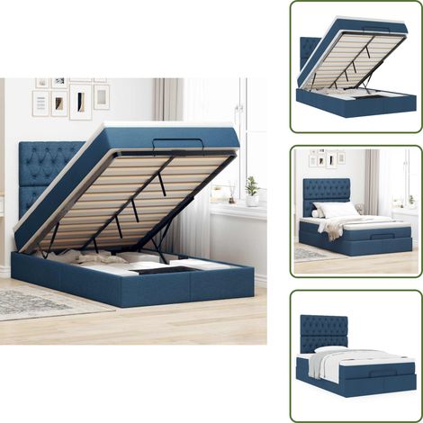 vidaXL Cadre de lit ottoman avec matelas bleu 120x190 cm tissu (1/5)