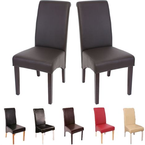 2x chaise de salle à manger chaise de cuisine chaise M37 - similicuir mat, marron, pieds foncés (1/2)