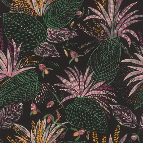 Black Tropical Leaf Vinyl Wallpaper Dark Floral Botanical Feature Wall (1/4)