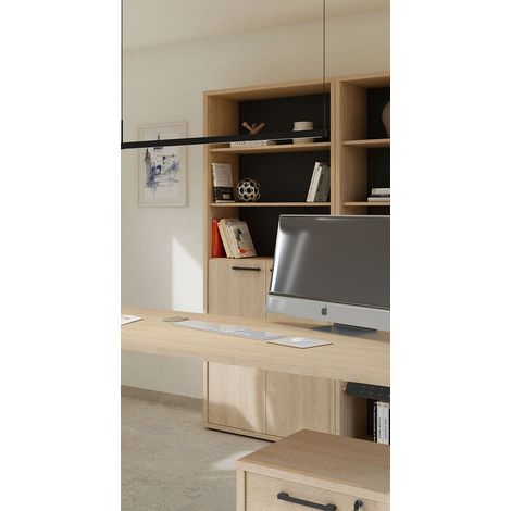 Armoire combinée de bureau contemporaine chêne sable Lexos (1/5)