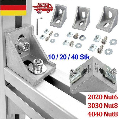 40X Befestigungsmaterial Winkel fr 2020 3030 4040 Écrou 6 8 Aluprofil Verbinder (1/4)