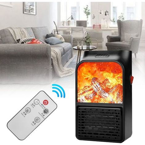Riscaldatore elettrico portatile in ceramica da 900 W, piccolo ventilatore, riscaldatore per camino PTC con fiamma simulata, spina UE (1/5)